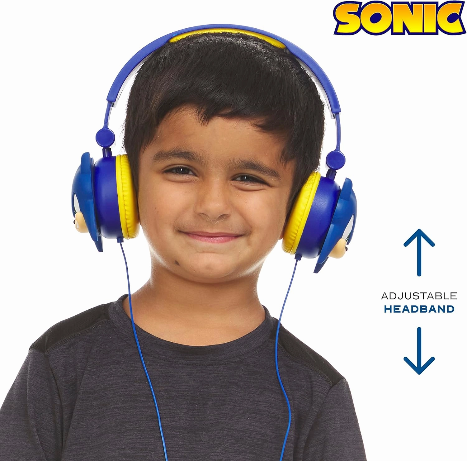 Sonic The Hedgehog Over-Ear Headphones for Kids - Adjustable Headband, Stereo Sound, Tangle-Free Cable, Volume Control, and 3.5mm Jack - Perfect for School, Home, and Travel