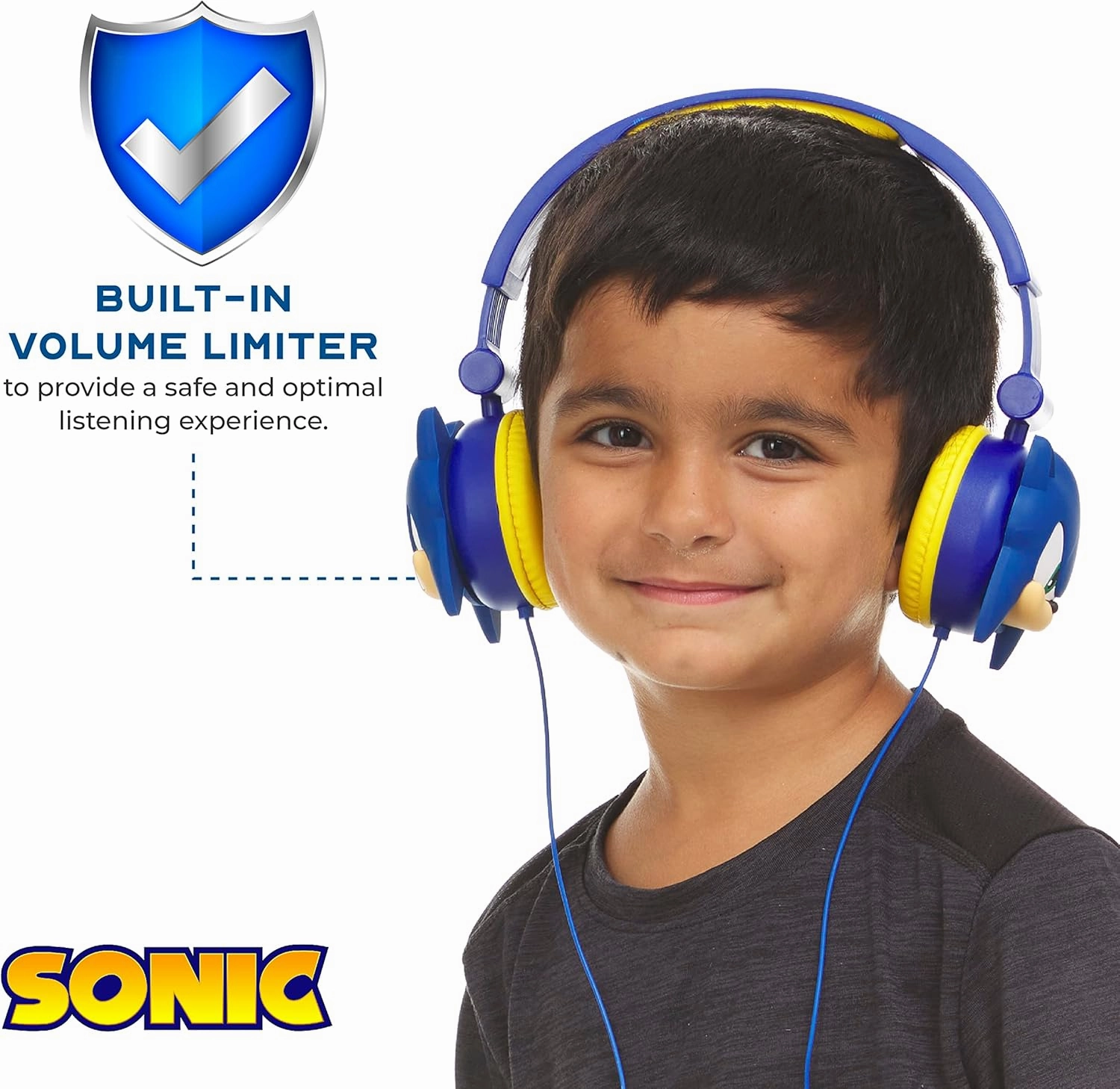 Sonic The Hedgehog Over-Ear Headphones for Kids - Adjustable Headband, Stereo Sound, Tangle-Free Cable, Volume Control, and 3.5mm Jack - Perfect for School, Home, and Travel
