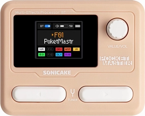 SONICAKE Pocket Master-Portable Multi Effects Pedal, 100  Built-in Guitar/Bass/Acoustic Effects, Amp Modeling, IR Cabinets Simulation, Stereo OTG USB Audio Interface, Rechargeable (Pink) audio interface,USB interface,music recording input,