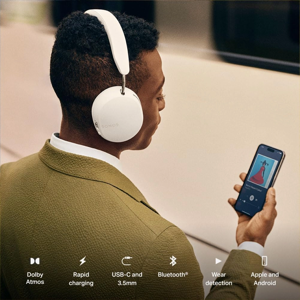Sonos Ace | Noise Cancelling Wireless Over-Ear Headphones with Bluetooth, 30-Hour Battery Life, Spatial Audio, Dolby Atmos, Dynamic Head Tracking - Black