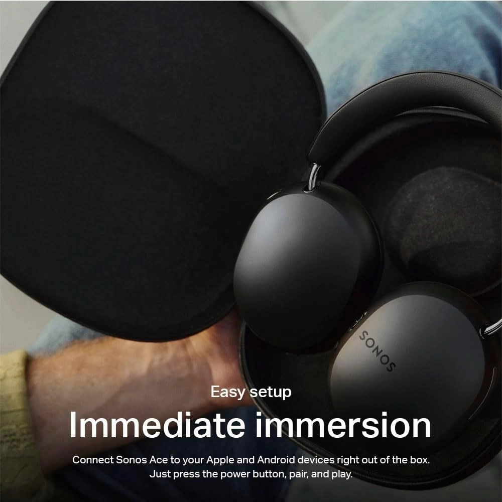 Sonos Ace | Noise Cancelling Wireless Over-Ear Headphones with Bluetooth, 30-Hour Battery Life, Spatial Audio, Dolby Atmos, Dynamic Head Tracking - Black