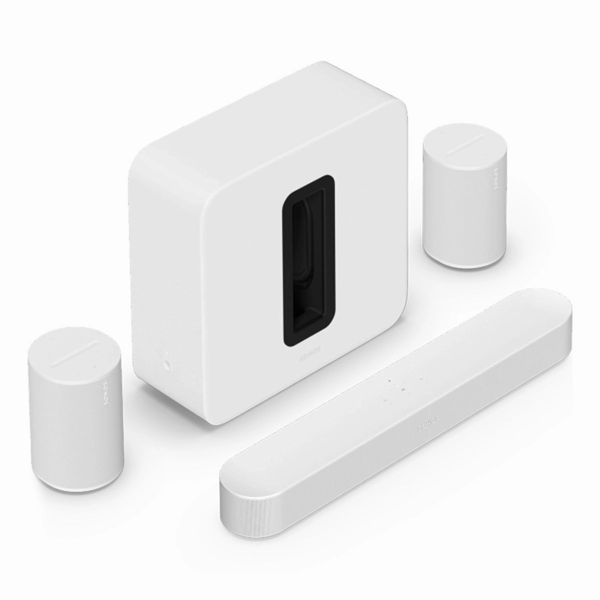 Sonos Premium Immersive Set with Beam Soundbar (Gen 2), Sub 4 Subwoofer, & Pair of Era 100 Wireless Speakers (White) Soundbars,TV Sound Systems,Bar Speakers