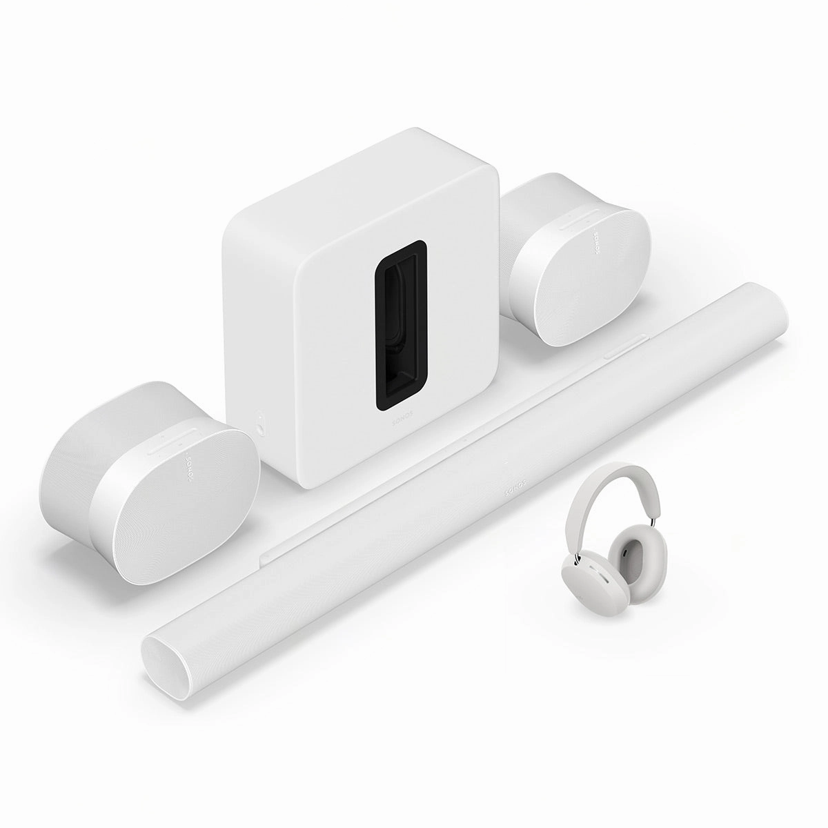 Sonos Premium Personal Entertainment Set with Arc Ultra Soundbar, Sub 4 Subwoofer, Ace Headphones, & Pair of Era 300 Wireless Speakers (White) Soundbars,TV Sound Systems,Bar Speakers