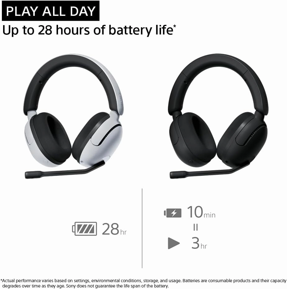 Sony INZONE H5 Wireless Gaming Headset, 360 Spatial Sound, Works with PC, PS5, 28 Hour Battery, 2.4Ghz Wireless and 3.5mm Audio Jack, WH-G500 Black