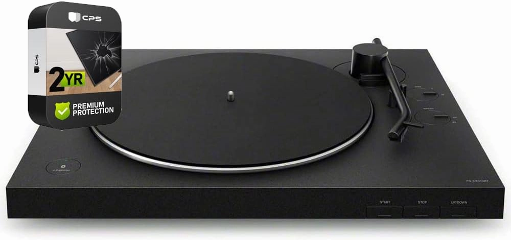 Sony PS-LX310BT Hi-Res Belt-Drive USB Turntable with Bluetooth Connectivity Black (Renewed) Bundle with 2 YR CPS Enhanced Protection Pack belt-drive turntable,vinyl record player,audiophile turntable,