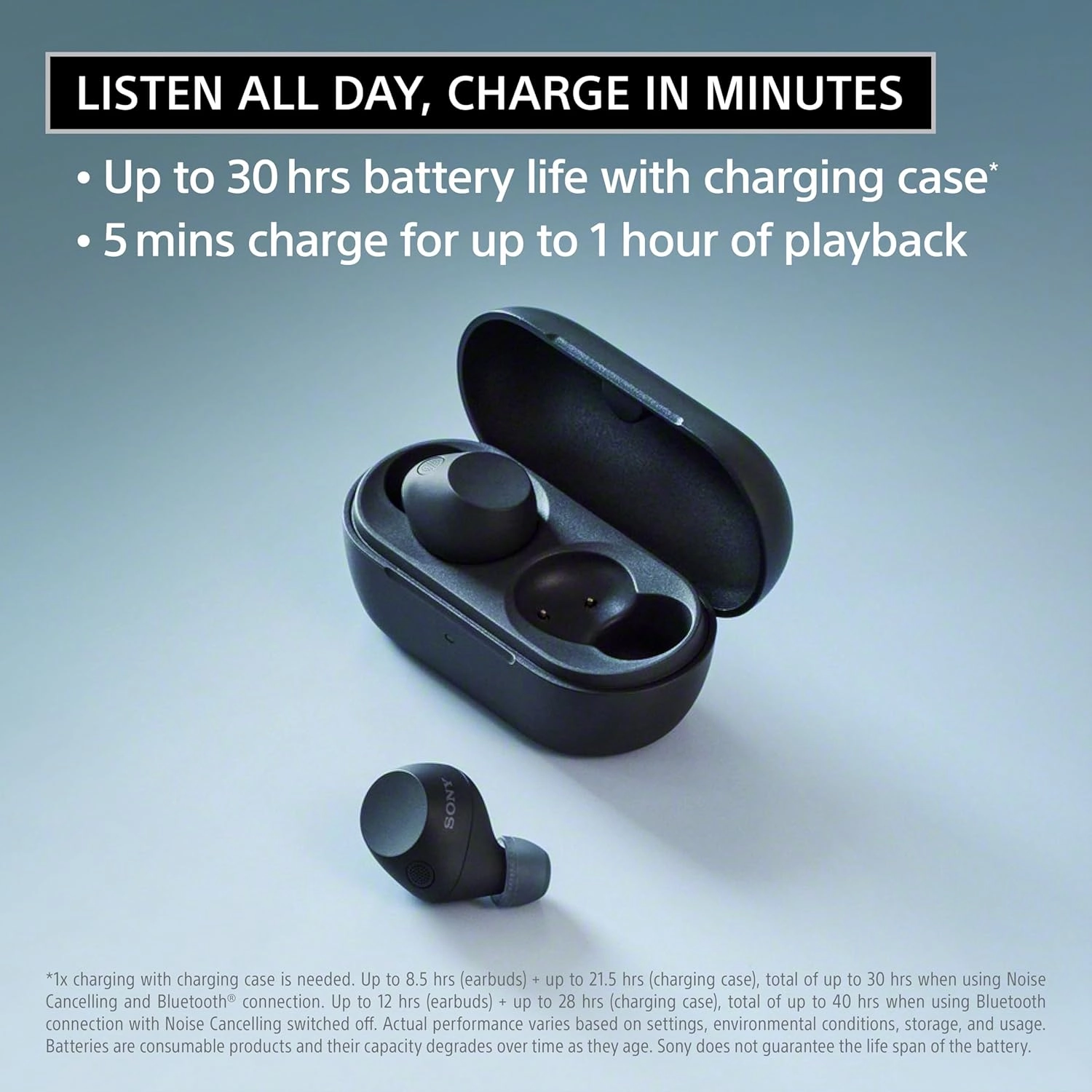 Sony WF-C710N Truly Wireless Noise-Canceling Earbuds with up to 30-Hour Battery Life, Lightweight and Secure, Black