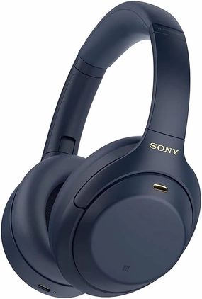 Sony WH-1000XM4 Noise Cancelling Wireless Headphones - 30hr Battery Life - Over Ear Style - Optimised for Alexa and Google Assistant - Built-in mic for Calls - Blue International Version over-ear headphones,closed back headphones,wireless studio cans,