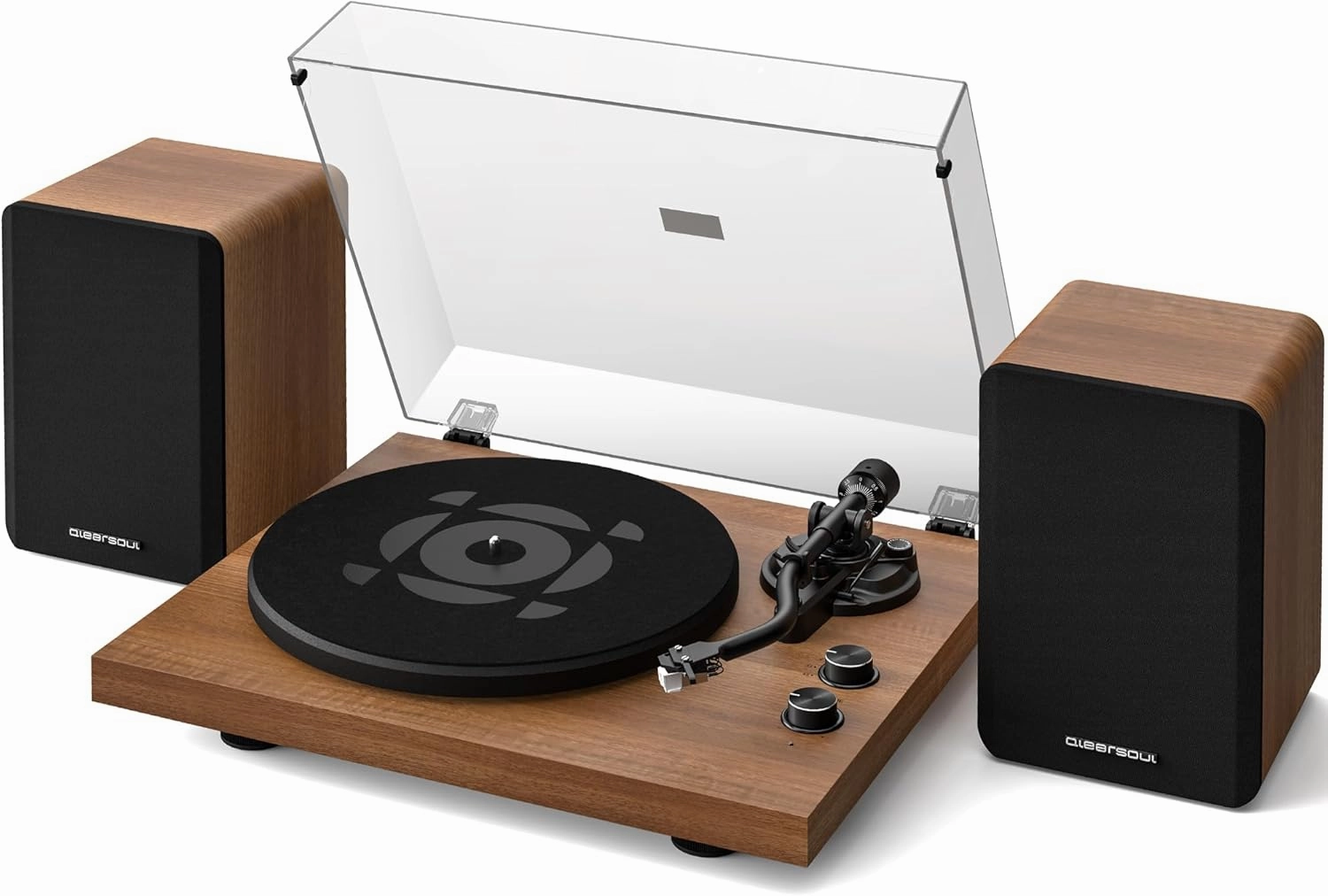 SoulBox S1 Vinyl Record Player with Stereo Speakers, Turntable with Built-in Preamp, S-Shaped Tonearm, 33/45 RPM belt-drive turntable,vinyl record player,audiophile turntable,