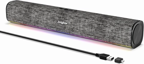 SOULION R100 Bluetooth Computer Speakers with Dynamic LED Light, USB Plug & Play PC Speakers with Switch Button, Clearly Sound Soundbar for Desktop Laptop Monitor(USB-C to USB Adapter Included) soundbar,TV speaker bar,home theater soundbar,