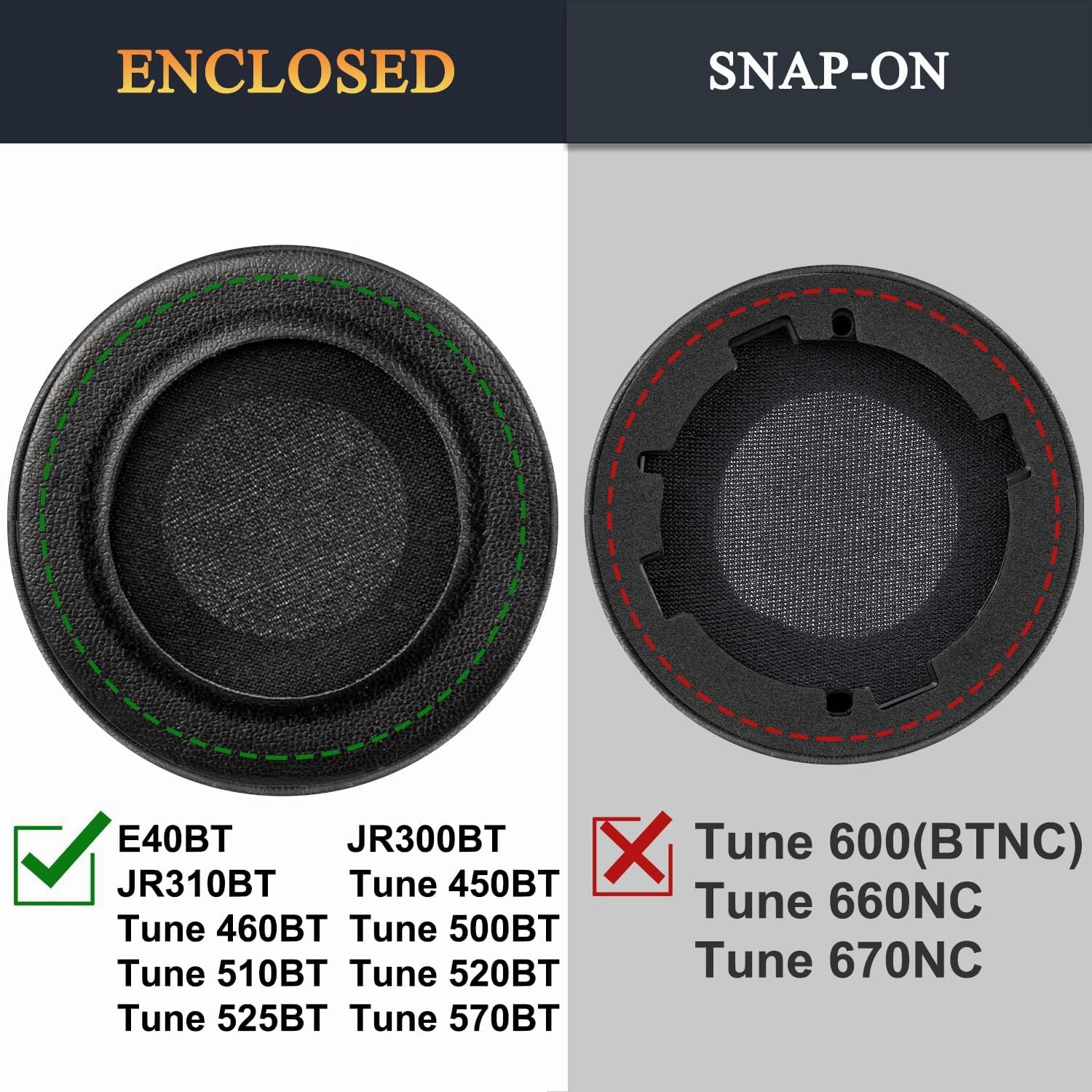 SOULWIT Earpads Replacement for JBL Tune 450BT/Tune 460BT/Tune 500BT/Tune 510BT/Tune 520BT/JR 300BT/JR 310BT/E40BT, Ear Pads Cushions with Soft Protein Leather - Orange