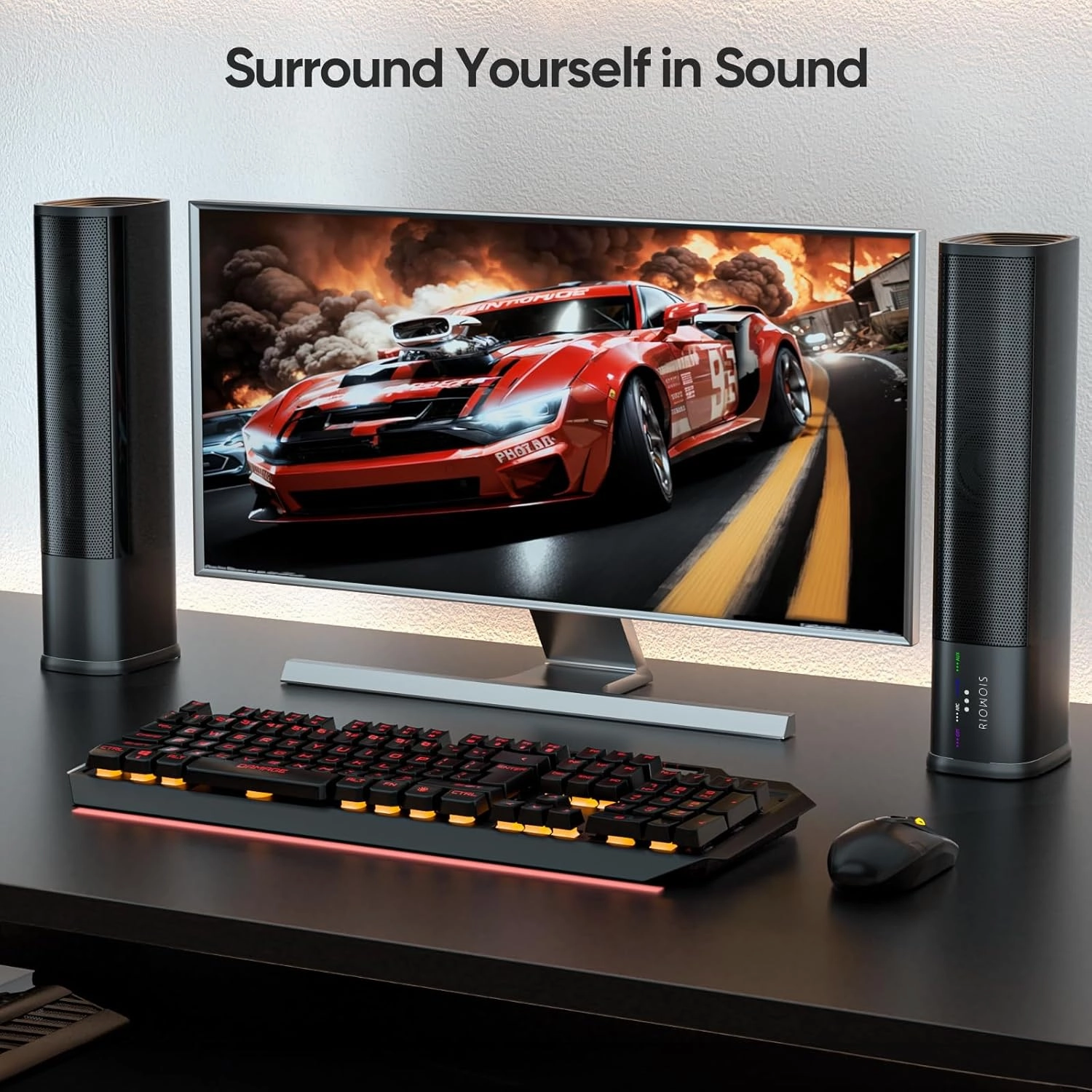 Sound Bar for Smart TV, 2 in 1 Detachable Home Audio Soundbar Speaker,20 Sound Bar for TV with Optical/AUX/HDMI-ARC/Bluetooth Connection for PC/Gaming/Projectors, Wall Mountable