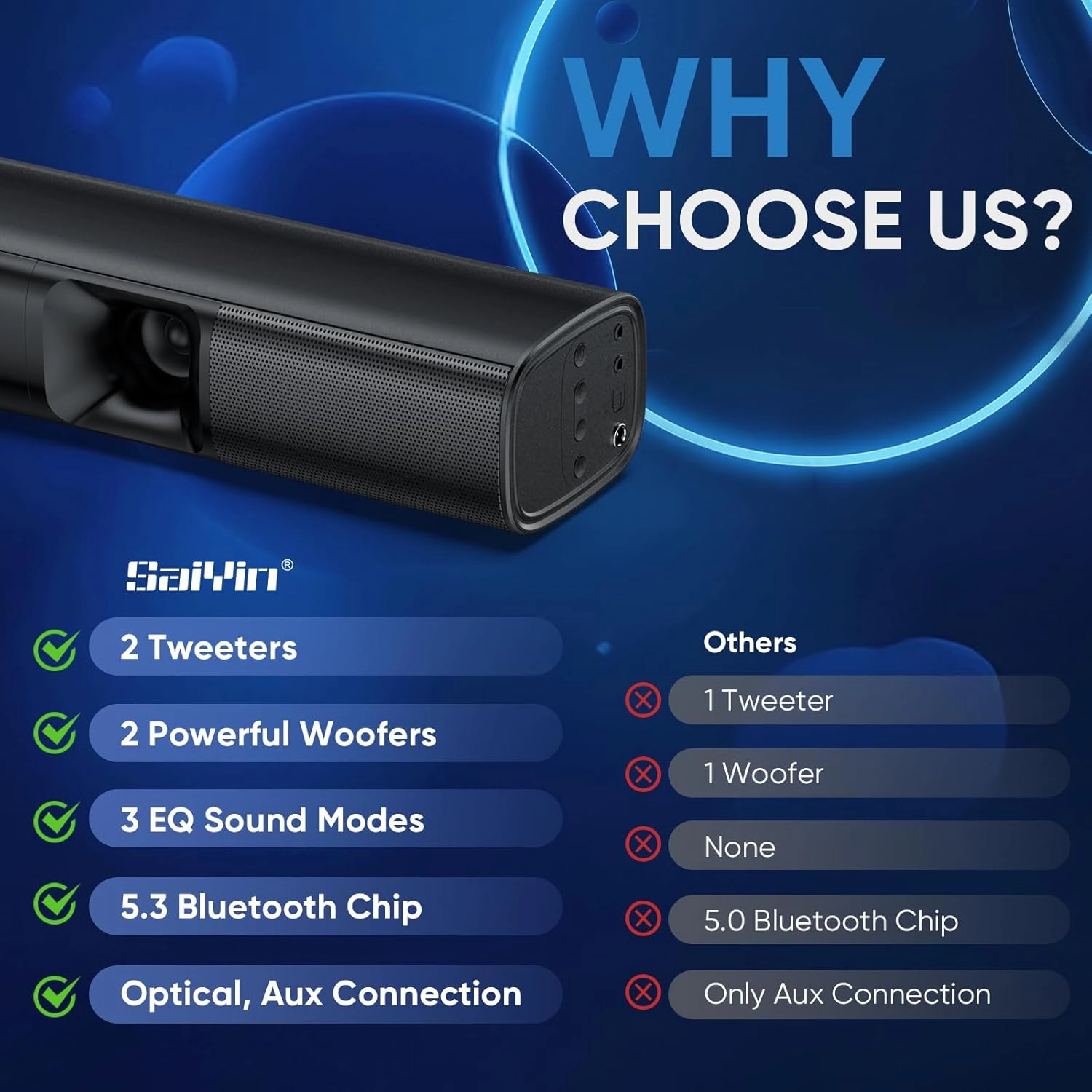 Sound Bar for Smart TV - 50W Powerful TV Sound Bar with Crystal Clear Dialogue & Enhanced Bass | 17-Inch Compact Soundbar for TV with Bluetooth 5.3, Optical & AUX, perfect for Smart TVs, PC, Projector