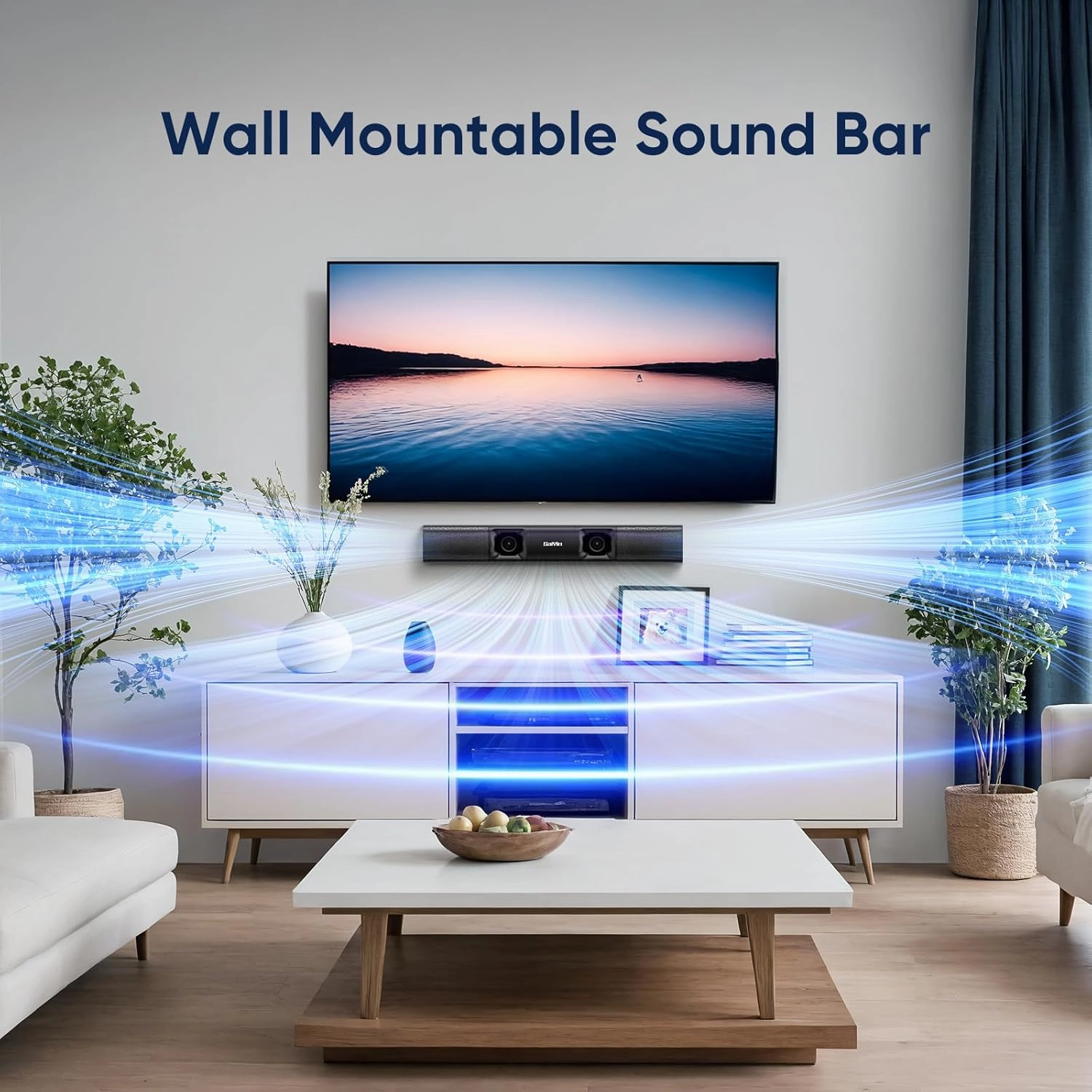 Sound Bar for Smart TV - 50W Powerful TV Sound Bar with Crystal Clear Dialogue & Enhanced Bass | 17-Inch Compact Soundbar for TV with Bluetooth 5.3, Optical & AUX, perfect for Smart TVs, PC, Projector