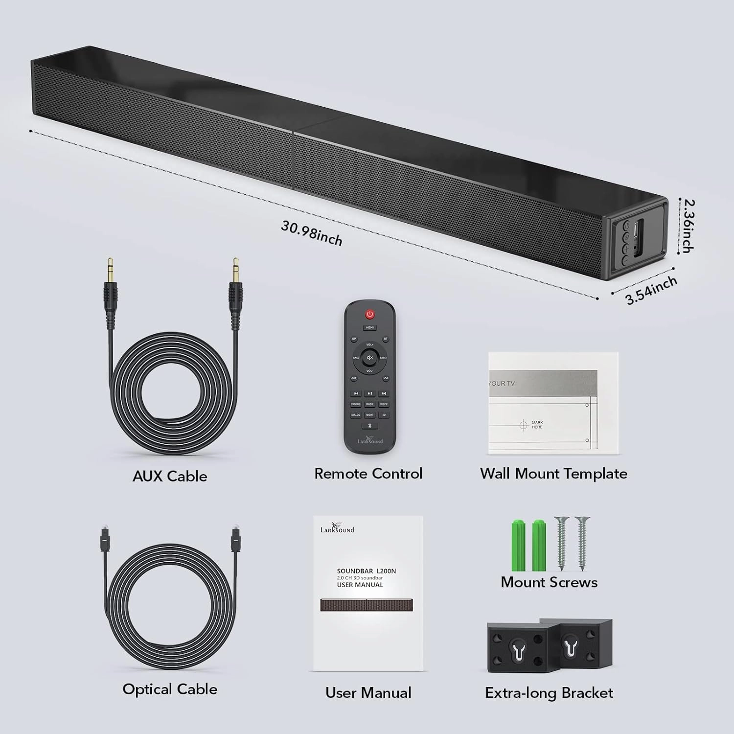 Sound Bar for TV, Surround Sound System, TV Speaker Soundbar with Bluetooth/HDMI ARC/Optical/AUX/USB, 31 Inch
