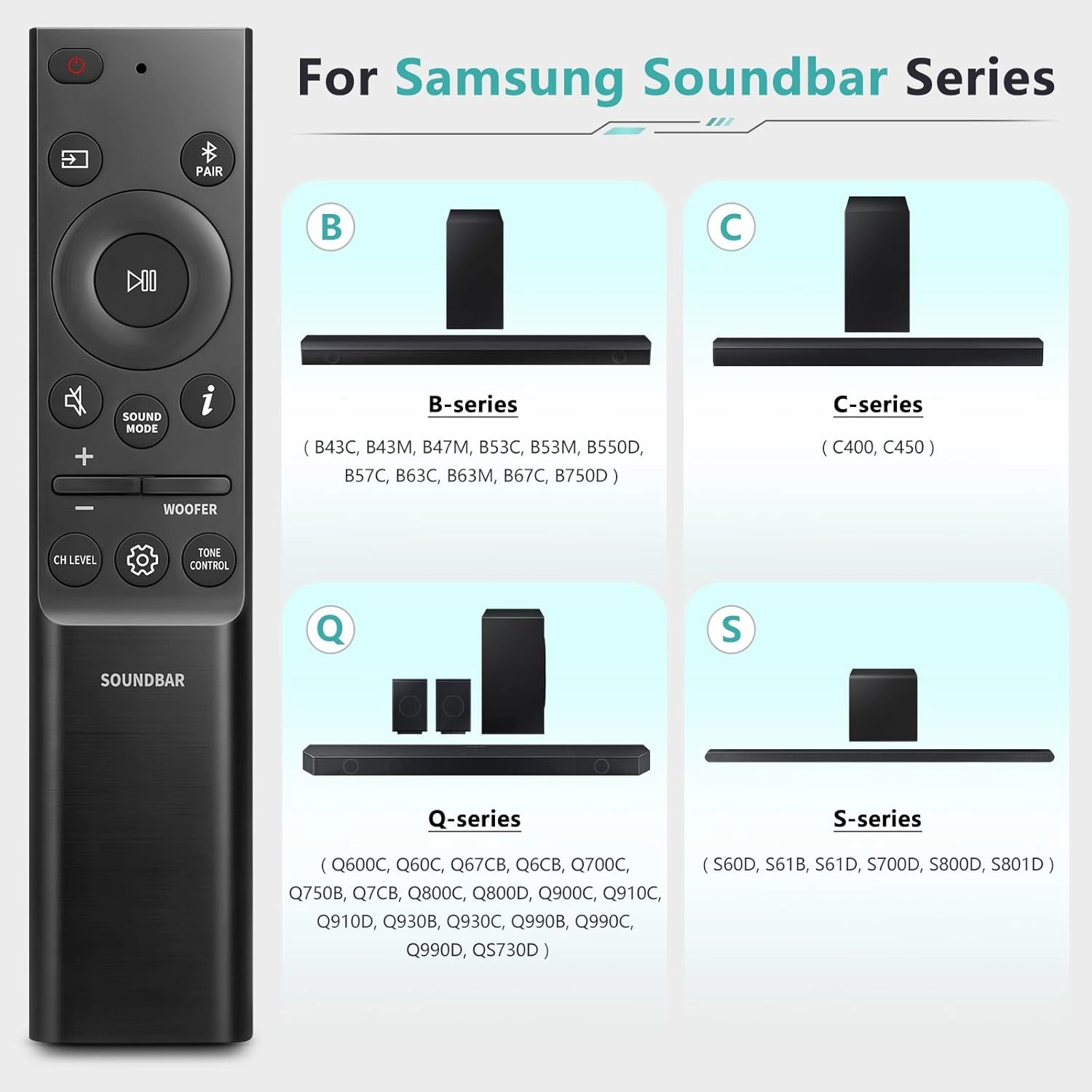 Sound-bar-Remote-for-Samsung Soundbar Speaker System, Replacement Surround Sound Remote Control for Samsung Audio Home Theater