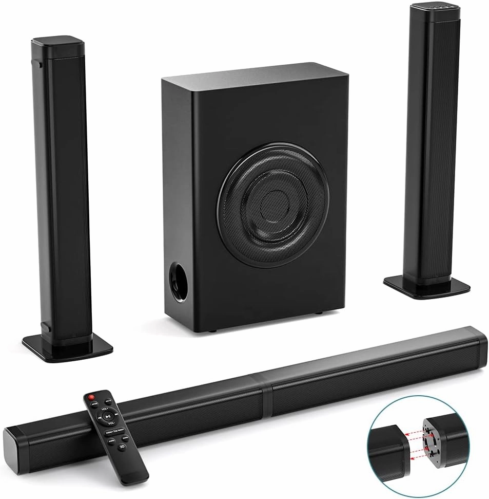 Sound Bars for TV with Subwoofer, 2.1ch Home Audio Speaker & 3D & 240W Deep Bass Subwoofer Bluetooth 2-in-1 Detachable TV Surround Sound Speaker System surround sound system,cinema audio kit,5.1 surround package,