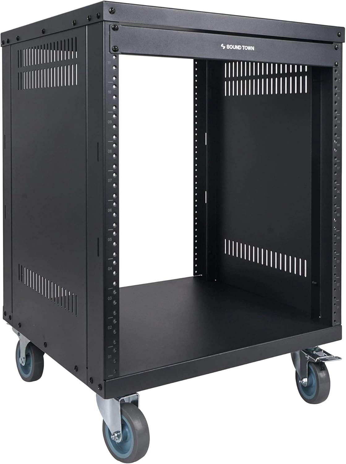Sound Town 12U Universal Steel Rack, w/ 3" Locking Casters, Vented Side Panels for Audio Video, Server and Network Equipment (STRK-M12U) music server,hi-fi media server,digital audio storage,