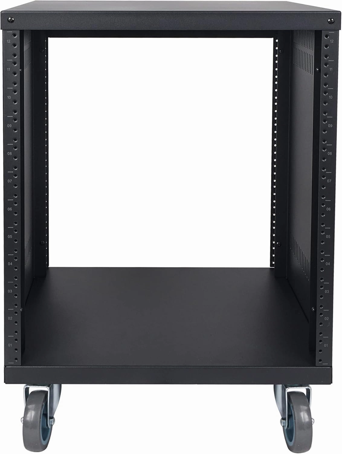 Sound Town 12U Universal Steel Rack, w/ 3" Locking Casters, Vented Side Panels for Audio Video, Server and Network Equipment (STRK-M12U)