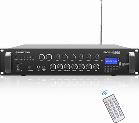 Sound Town 180W 6-Zone 70V/100V Commercial Power Amplifier with Bluetooth, Aluminum, for Restaurants, Lounges, Bars, Pubs, Schools and Warehouses (PAC180-6) integrated amplifier,stereo receiver,hi-fi amp combo,