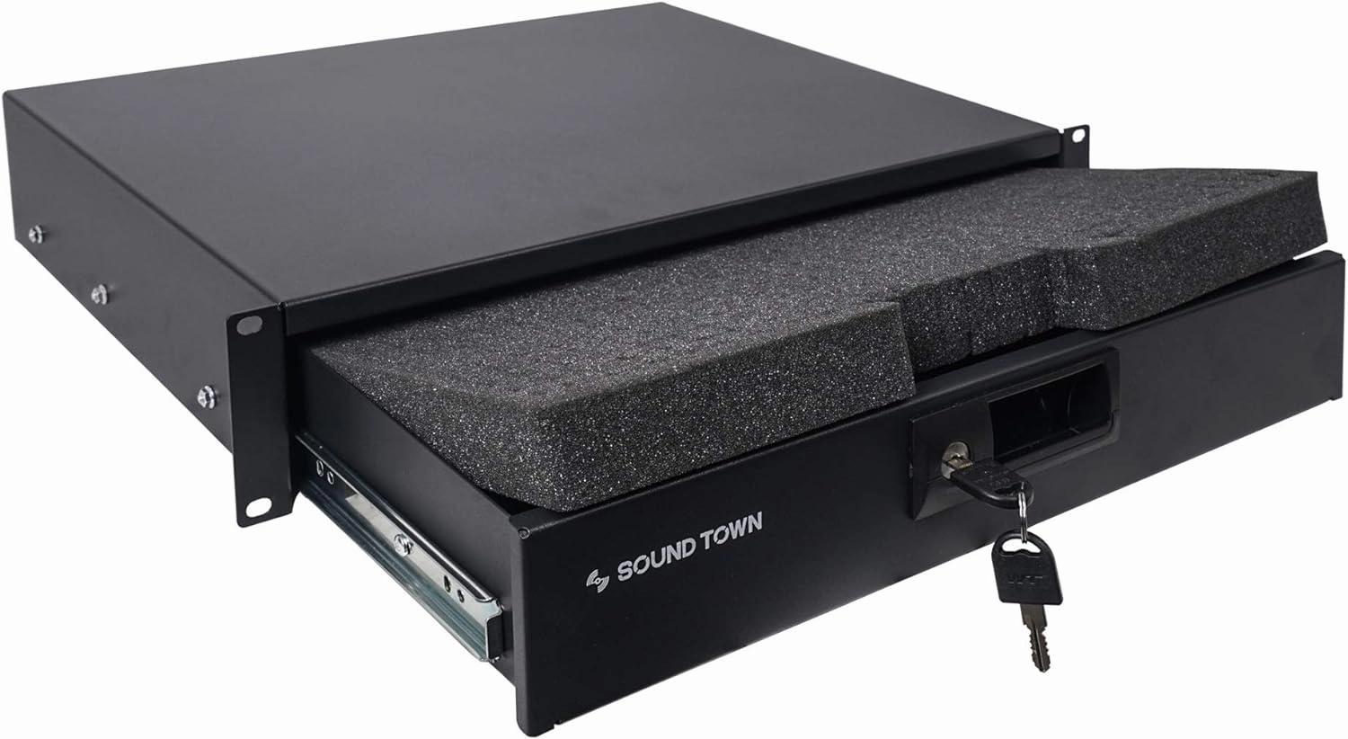 Sound Town 19-inch 2U Locking Rack Drawer, with Protection Foam (STRD-2D) music server,hi-fi media server,digital audio storage,