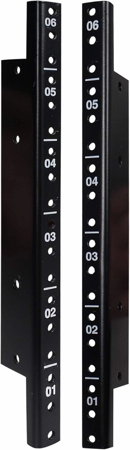 Sound Town 2-Pack 6U Steel Rack Rails, with Black Powder Coated Finish and Screws (ST-RR-06U) audio rack,hi-fi component stand,media shelf,