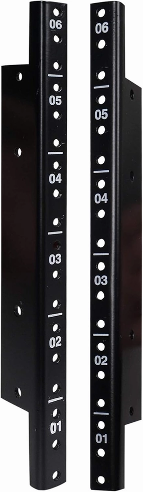 Sound Town 2-Pack 6U Steel Rack Rails, with Black Powder Coated Finish and Screws (ST-RR-06U) audio rack,hi-fi component stand,media shelf,