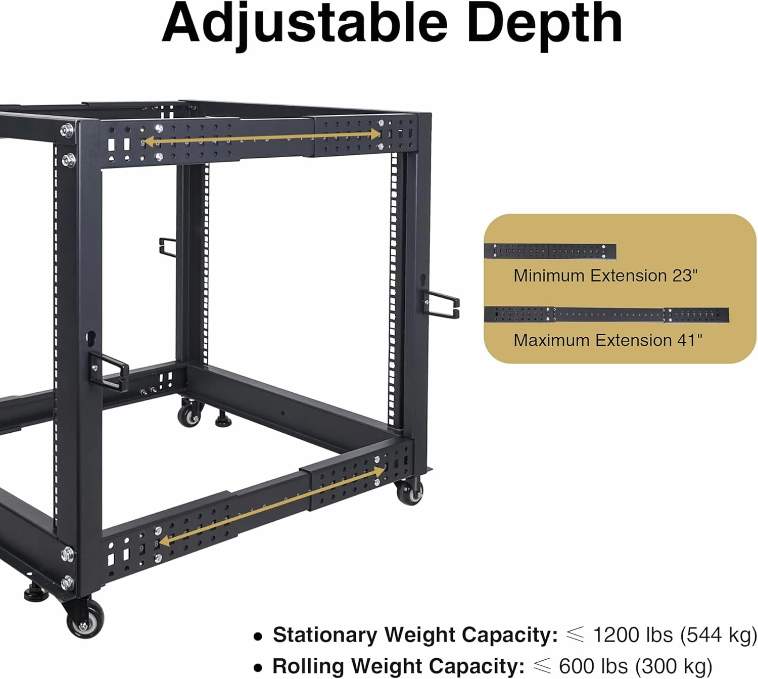 Sound Town 4-Post 12U Open Frame Sever and Network Equipment Rack with Adjustable Depth 22"-40", Casters, Levelers, Cable Management (ST4POF-A12U)