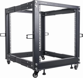 Sound Town 4-Post 12U Open Frame Sever and Network Equipment Rack with Adjustable Depth 22"-40", Casters, Levelers, Cable Management (ST4POF-A12U) audio rack,hi-fi component stand,media shelf,