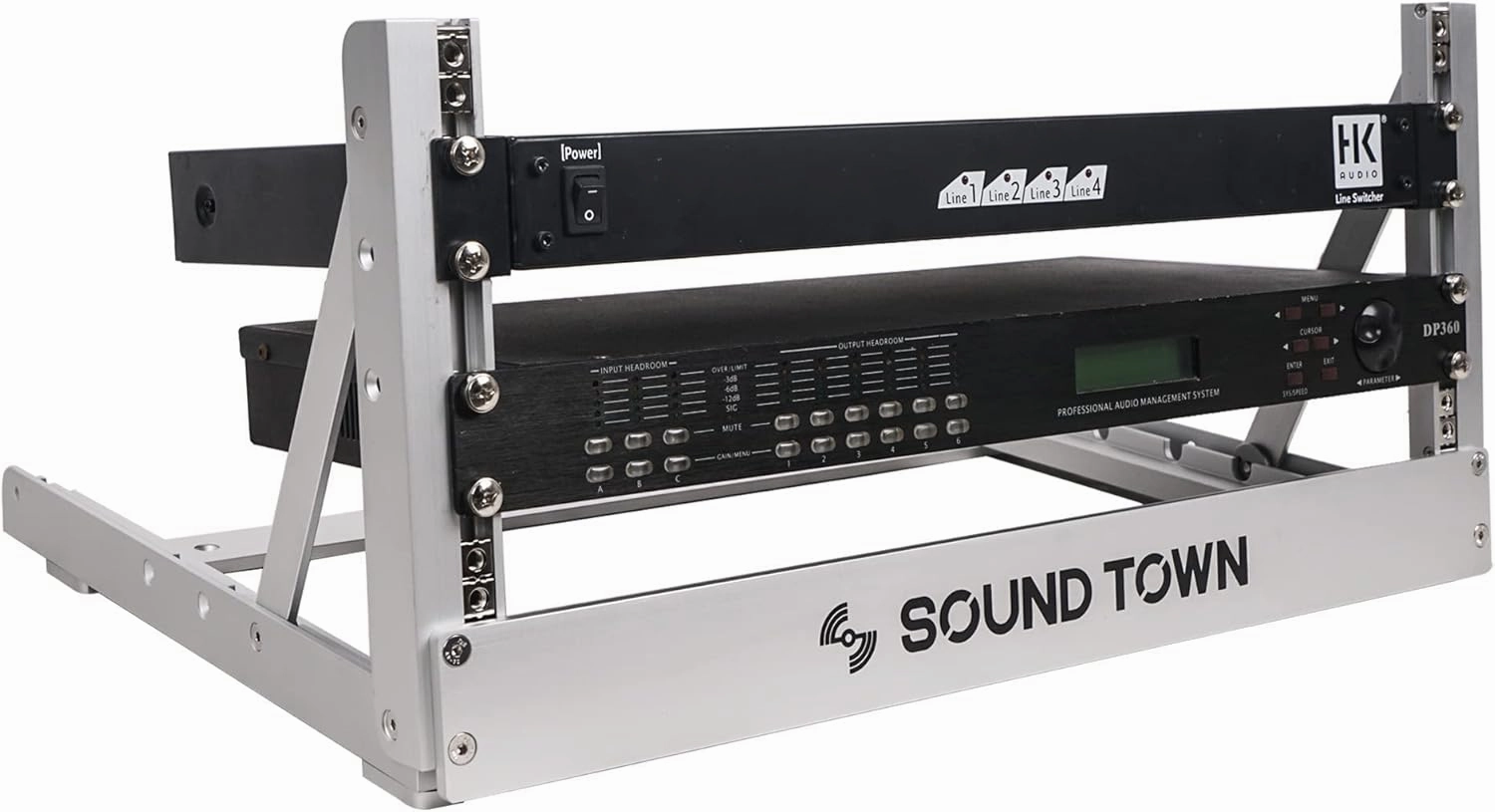 Sound Town 4U Aluminum 2-Post Desktop Open-Frame Rack, Angle Adjustable, for Audio/Video, Network Switches, Routers, Patch Panels (2PF-4A)