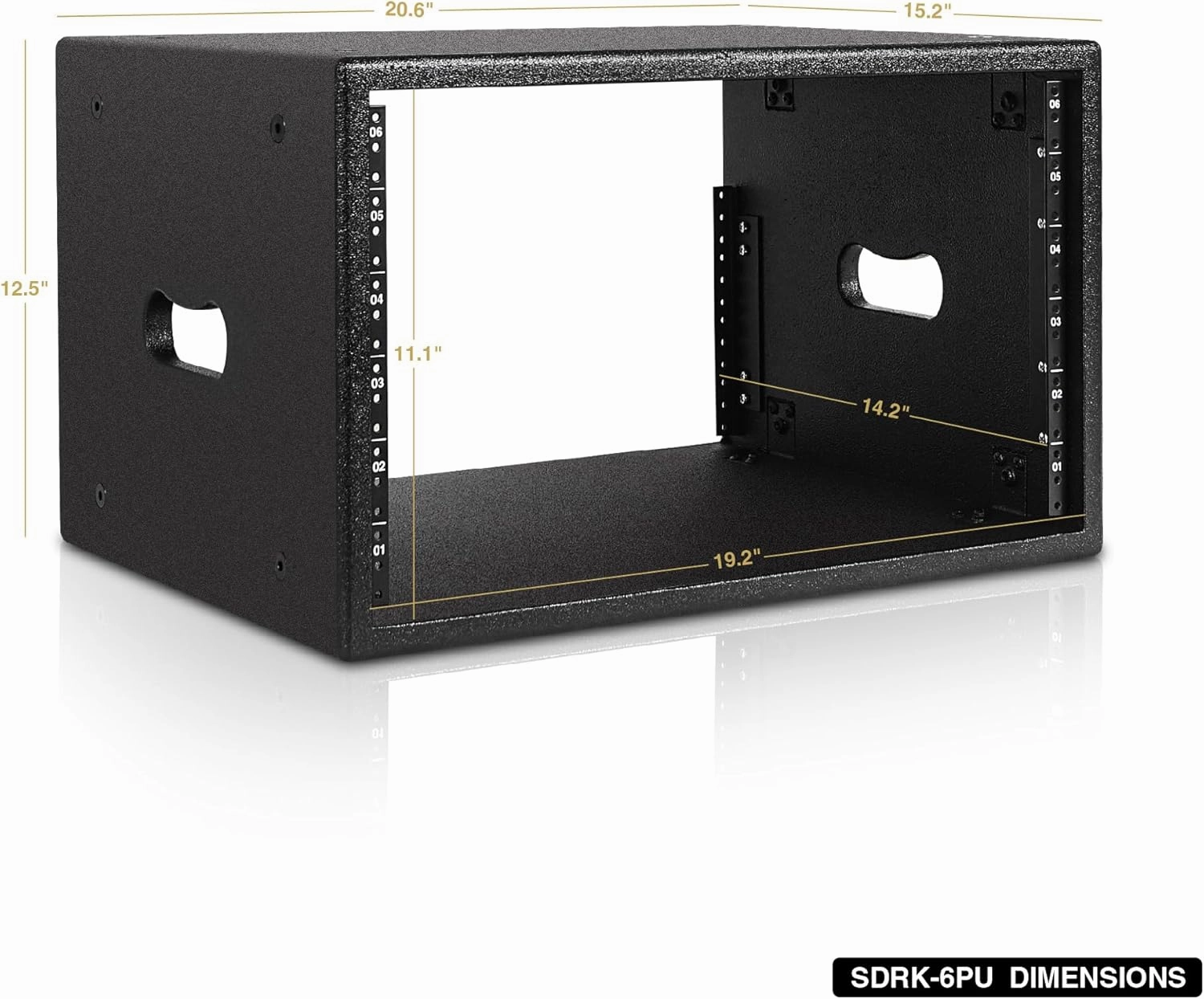 Sound Town 6U Studio Rack with 6-Space, Baltic Birch Plywood with Polyurea Coating, for Recording Room, Home Studio (SDRK-6PU)