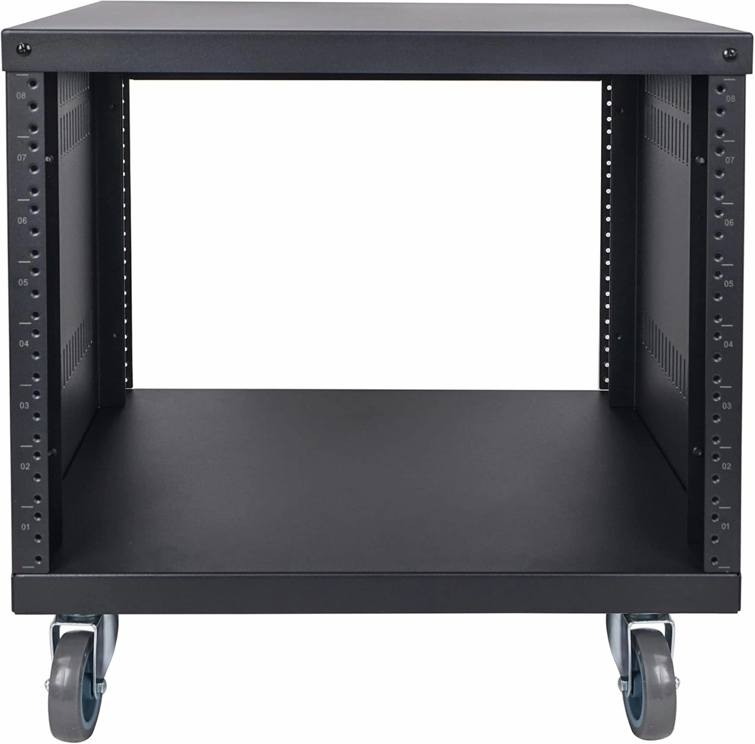 Sound Town 8U Universal Steel Rack, w/ 3" Locking Casters, Vented Side Panels for Audio Video, Server and Network Equipment (STRK-M8U)