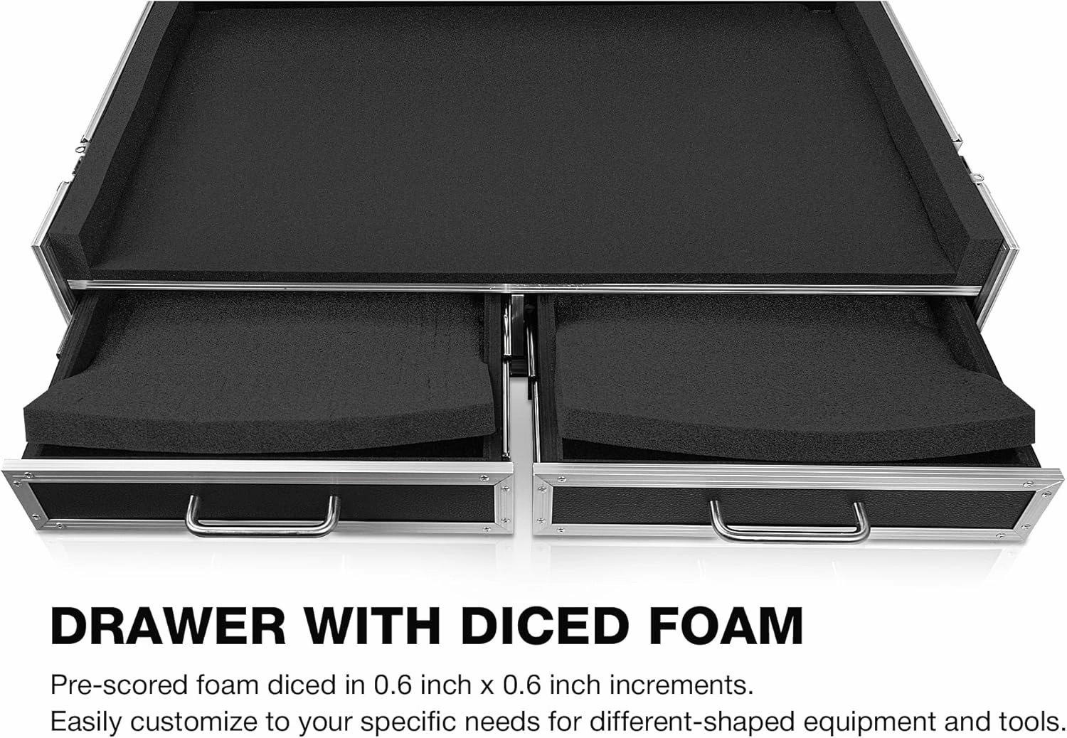 Sound Town ATA Plywood Mixer Case with Interior Foam Protection, Doghouse, 2 Drawers, and Caster Wheels for Behringer WING 48 Mixer Console (STRC-WING48)