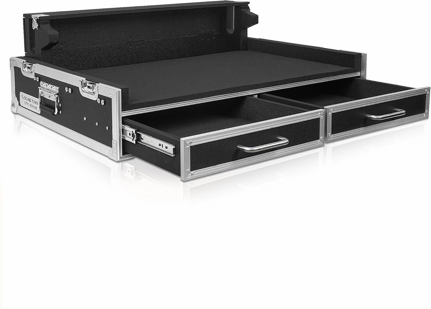 Sound Town ATA Plywood Mixer Case with Interior Foam Protection, Doghouse, 2 Drawers, and Caster Wheels for Behringer WING 48 Mixer Console (STRC-WING48)