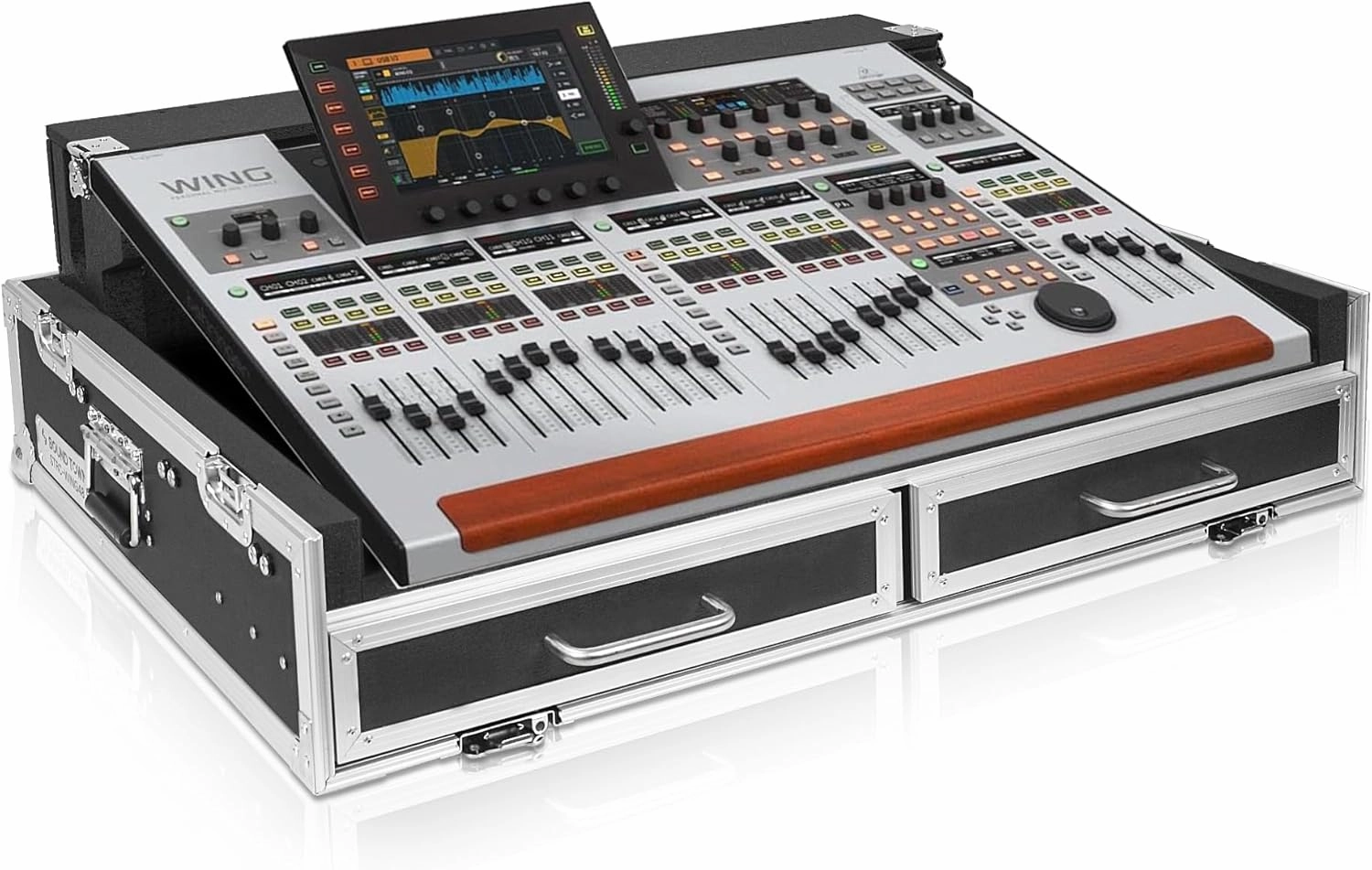 Sound Town ATA Plywood Mixer Case with Interior Foam Protection, Doghouse, 2 Drawers, and Caster Wheels for Behringer WING 48 Mixer Console (STRC-WING48) mixer console,audio mixing desk,DJ console,