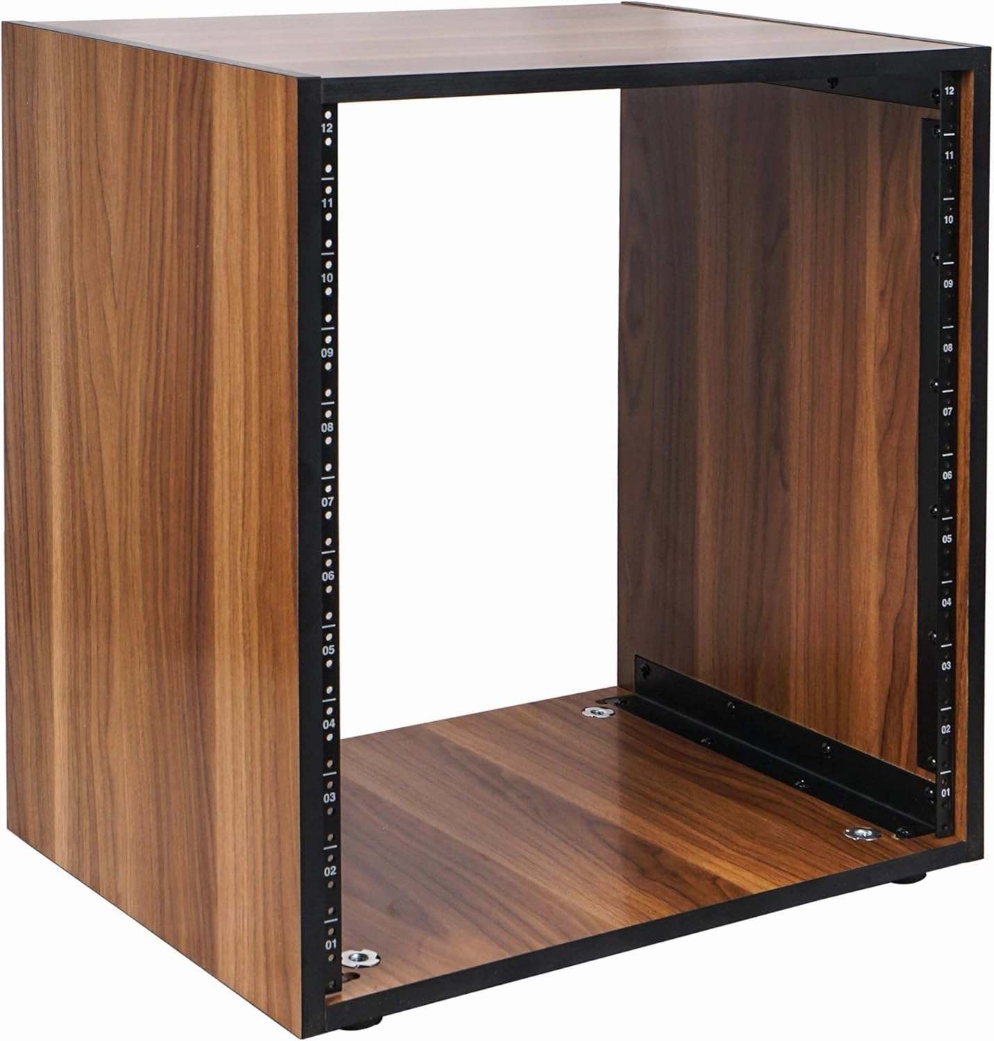 Sound Town DIY 12U Studio Rack with Furniture Grade Walnut Laminate, Rubber Feet, Casters (SDRK-12WN)