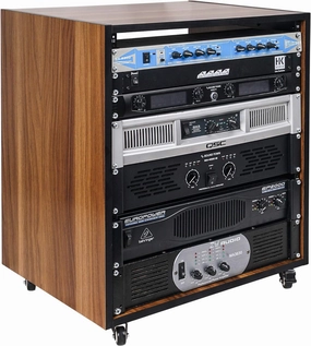 Sound Town DIY 12U Studio Rack with Furniture Grade Walnut Laminate, Rubber Feet, Casters (SDRK-12WN) audio rack,hi-fi component stand,media shelf,