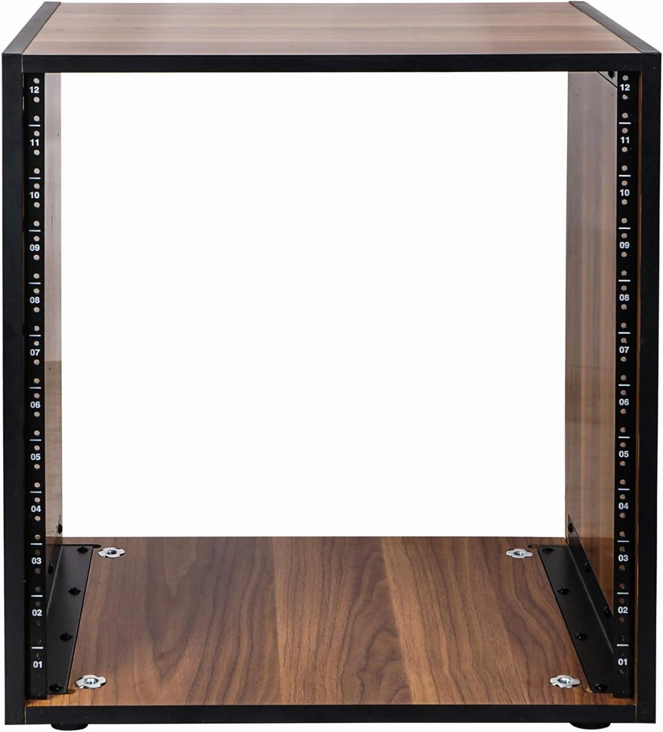 Sound Town DIY 12U Studio Rack with Furniture Grade Walnut Laminate, Rubber Feet, Casters (SDRK-12WN)