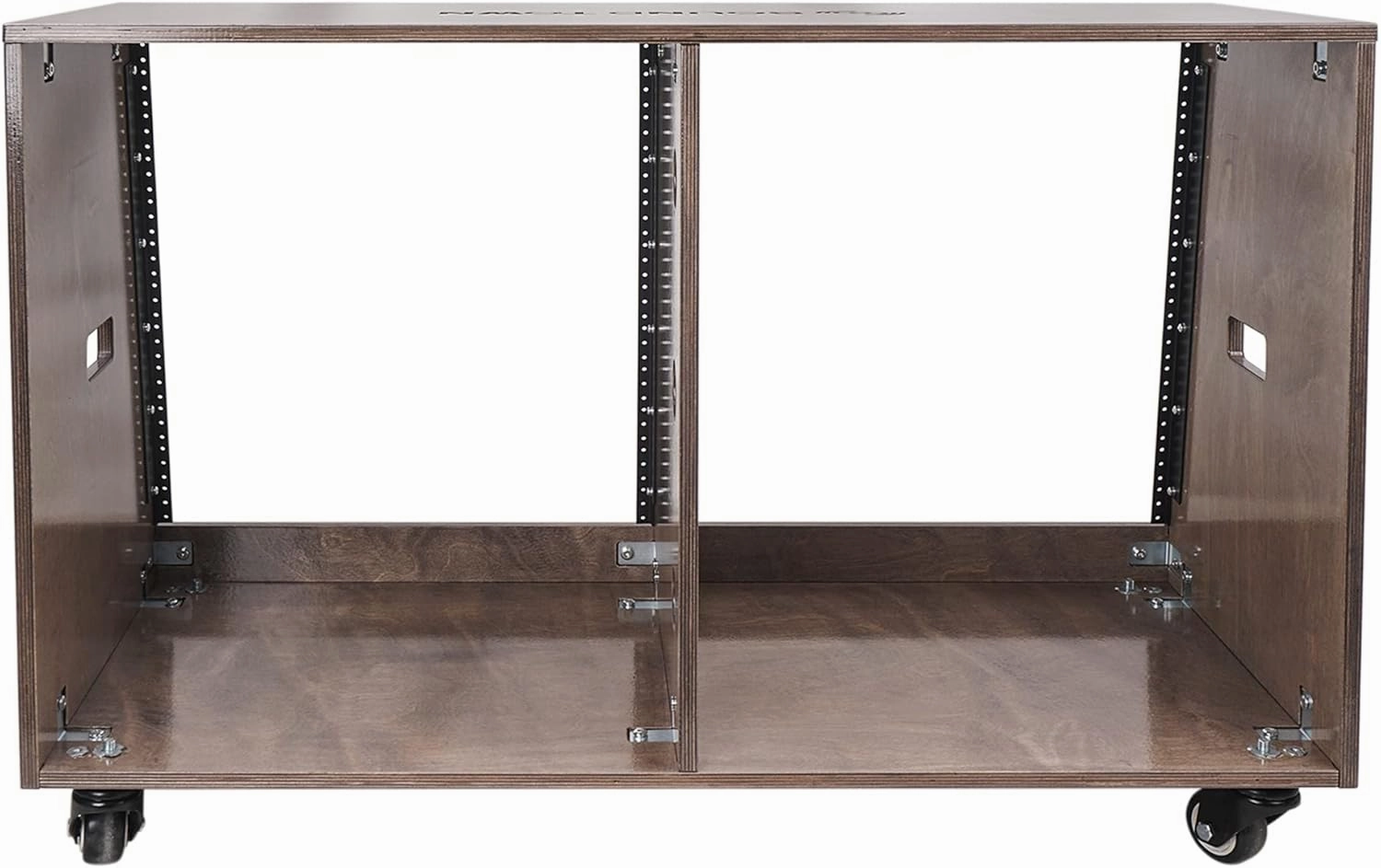Sound Town DIY 2 x 12U Slanted Studio Rack with Solid Baltic Birch Plywood, Casters, weathered brown for Recording Room, Home Studio (SDRK-D12TB)