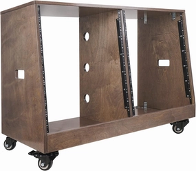 Sound Town DIY 2 x 12U Slanted Studio Rack with Solid Baltic Birch Plywood, Casters, weathered brown for Recording Room, Home Studio (SDRK-D12TB) audio rack,hi-fi component stand,media shelf,
