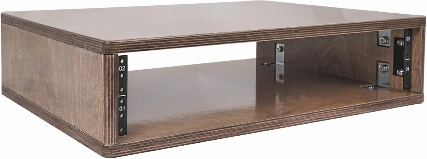 Sound Town DIY 2U Studio Rack with Solid Baltic Birch Plywood, Weathered Brown for Recording Room, Home Studio (SDRK-Y2B) audio rack,hi-fi component stand,media shelf,