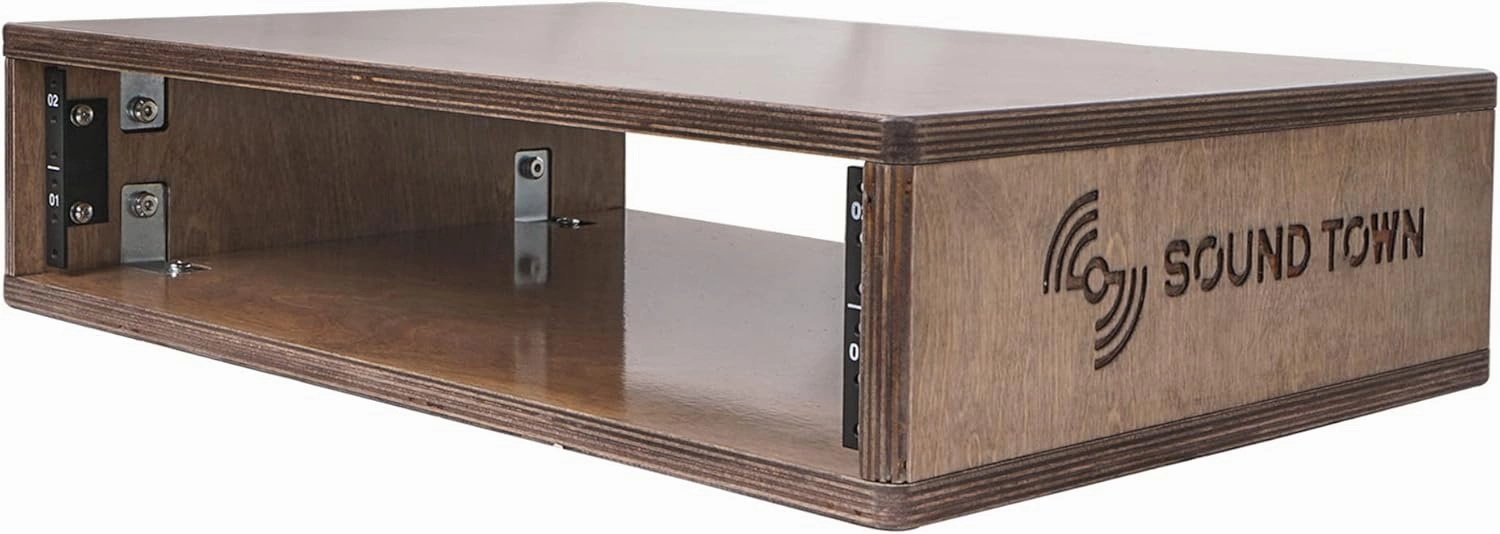 Sound Town DIY 2U Studio Rack with Solid Baltic Birch Plywood, Weathered Brown for Recording Room, Home Studio (SDRK-Y2B)