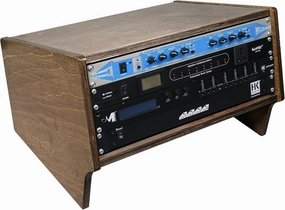 Sound Town DIY 4U Angled Desktop Turret Studio Rack with Solid Baltic Birch Plywood, Weathered Brown, Assembly Required (SDRK-Y4SLB) audio rack,hi-fi component stand,media shelf,