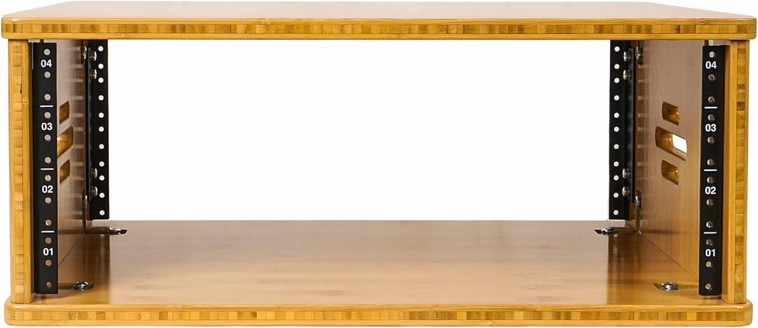 Sound Town DIY 4U Solid Bamboo Studio Rack w/ 14.2" Depth, Ventilation for Recording Room, PA/DJ Pro Audio, Home Audio (STBR-4U)