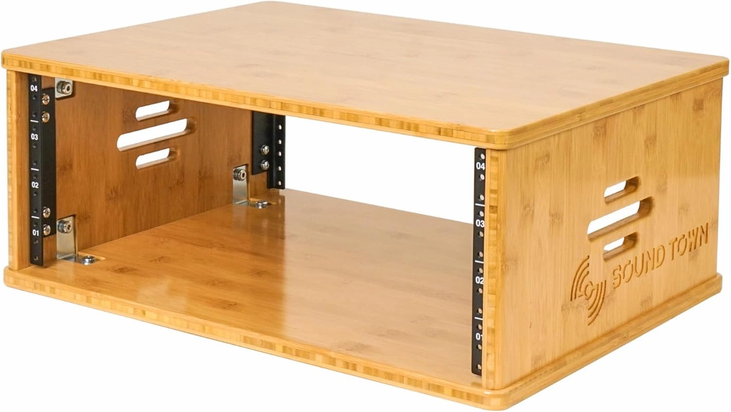 Sound Town DIY 4U Solid Bamboo Studio Rack w/ 14.2" Depth, Ventilation for Recording Room, PA/DJ Pro Audio, Home Audio (STBR-4U)
