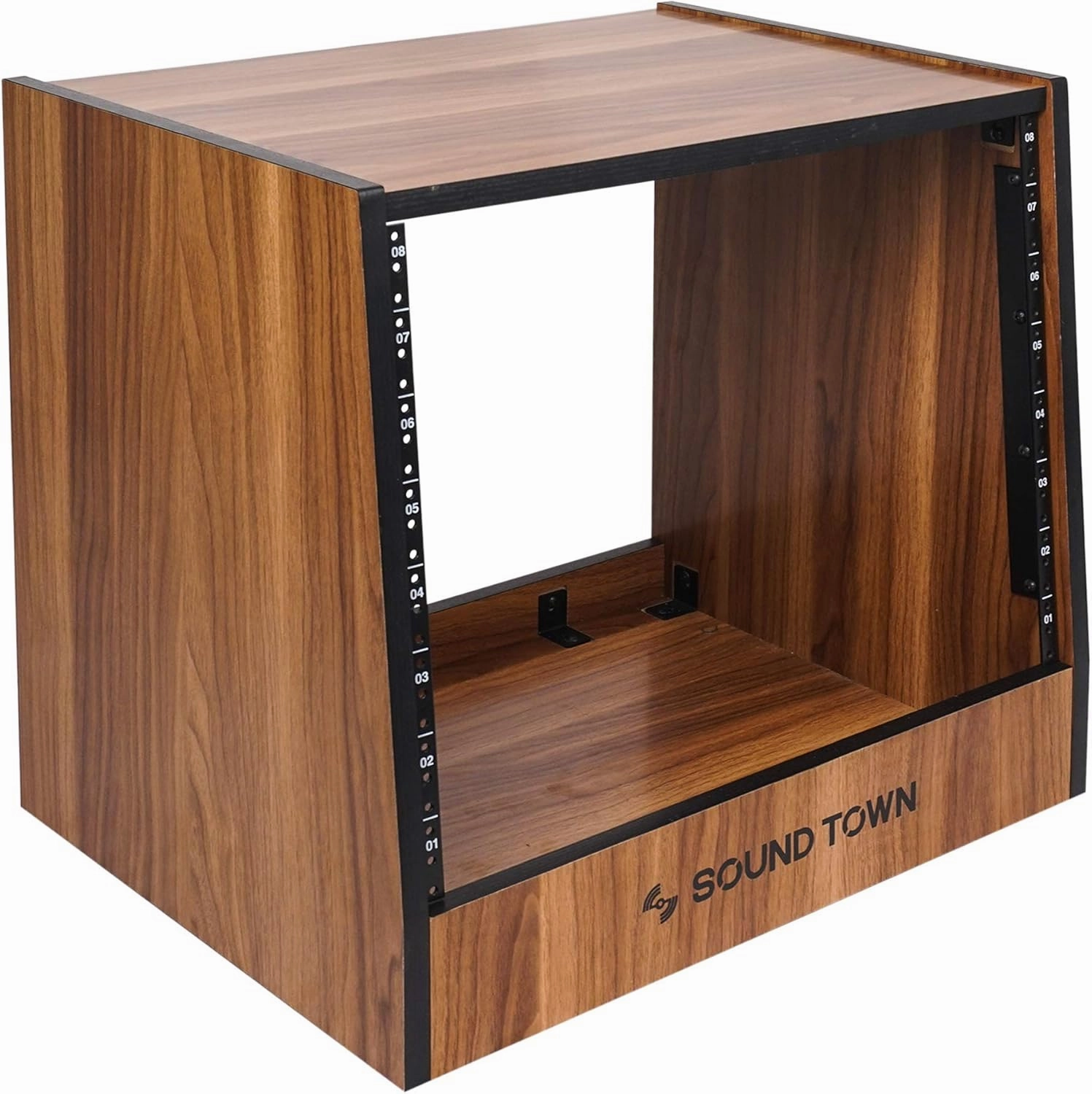 Sound Town DIY 8U Studio Rack with Furniture Grade Walnut Laminate (SDRK-8WN)