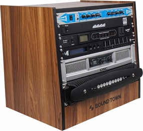 Sound Town DIY 8U Studio Rack with Furniture Grade Walnut Laminate (SDRK-8WN) equipment cabinet,AV gear cabinet,component enclosure,