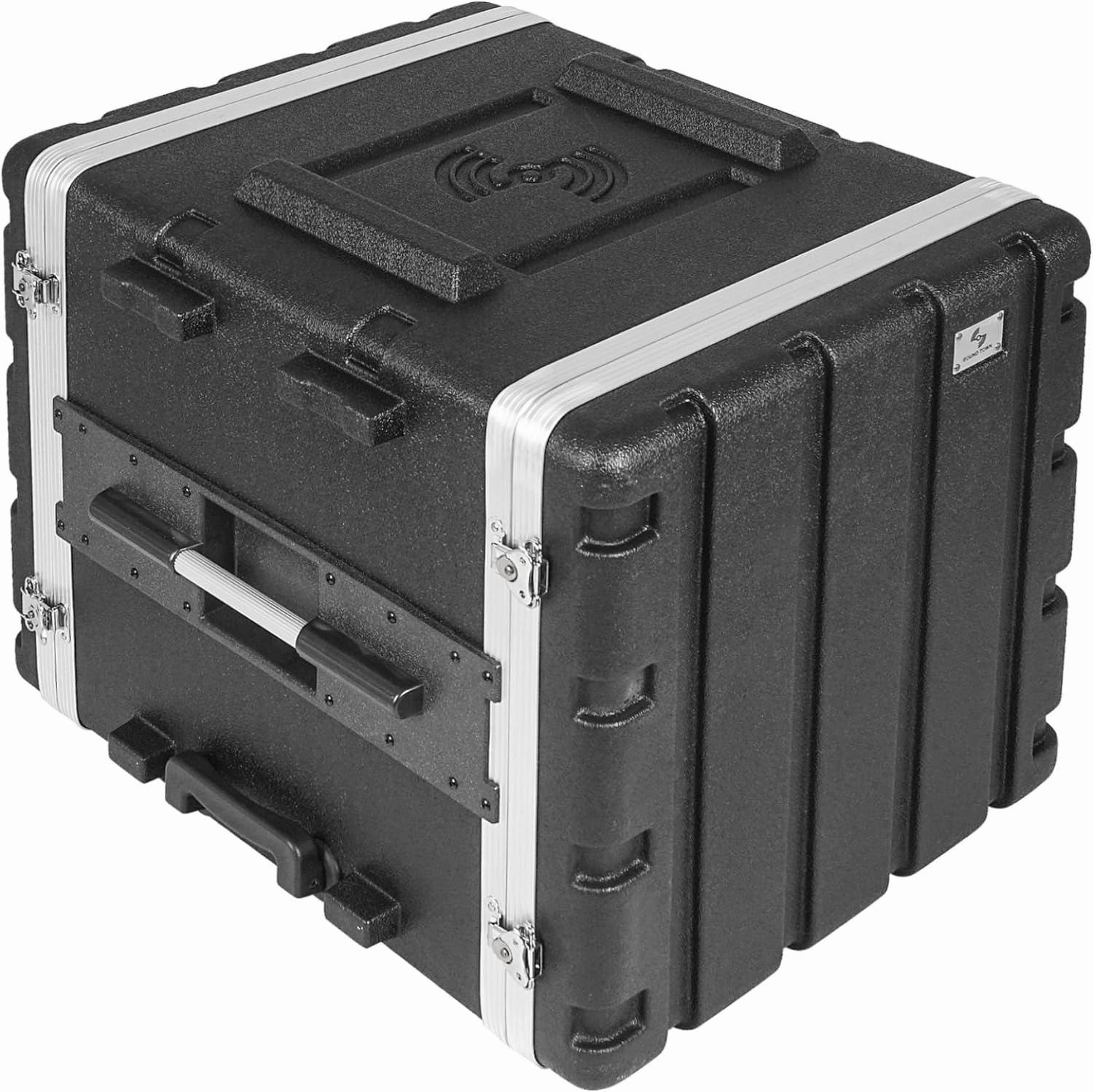 Sound Town Lightweight 10U PA DJ Rack/Road Case with 9U Rack Space, ABS Construction, 19 Depth, Retractable Handle, Wheels and Heavy-Duty Latches (STRC-A10UT)