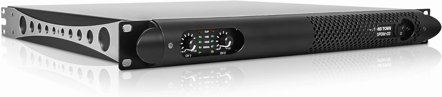 Sound Town Lightweight 1U 2-Channel PA/DJ Power Amplifier, 2 x 1150W at 4-Ohm for Installation, Conference (UPDM-D3) power amplifier,stereo amp,hi-fi power amp,