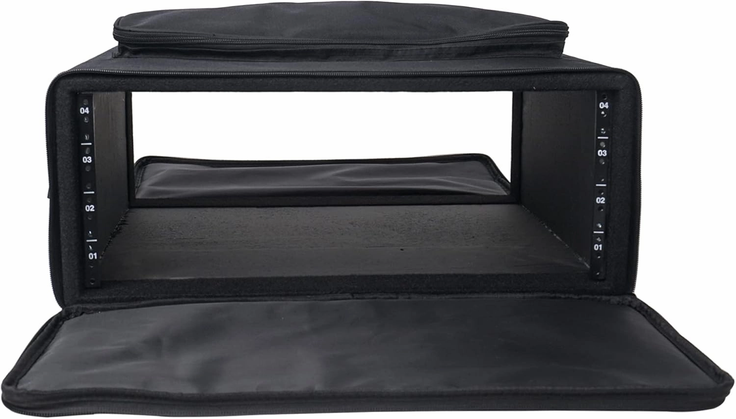 Sound Town Portable 4U Rack Bag, Soft Rack Case with 14" Rackable Depth, Plywood Rack Frame, Shoulder Strap, Accessory Pocket (STRB-416B)
