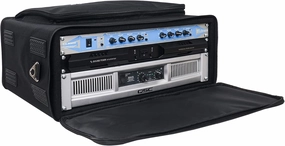 Sound Town Portable 4U Rack Bag, Soft Rack Case with 14" Rackable Depth, Plywood Rack Frame, Shoulder Strap, Accessory Pocket (STRB-416B) audio rack,hi-fi component stand,media shelf,